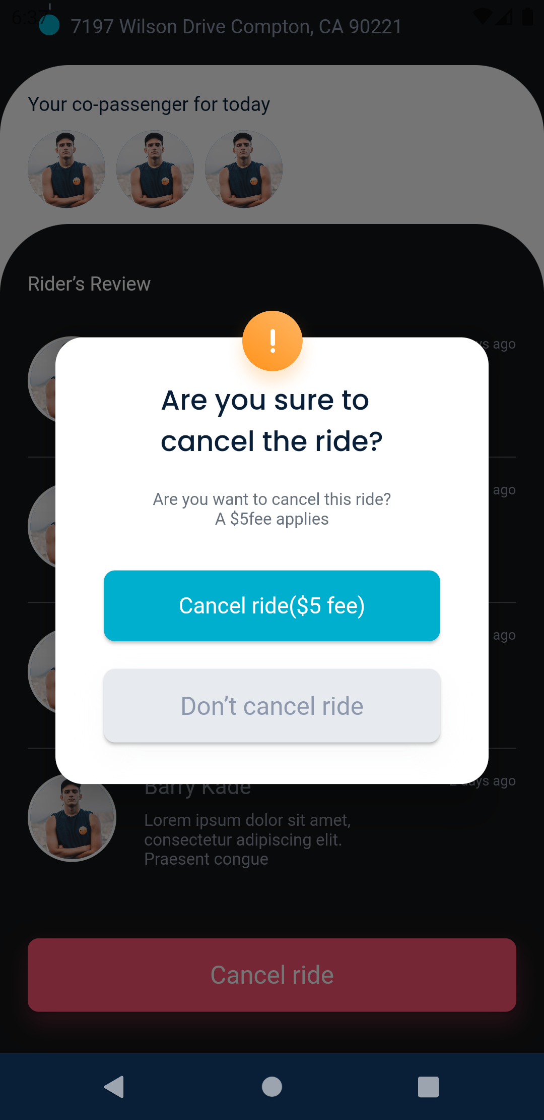 Carpooling Android + iOS crossplatform frontend App template Flutter